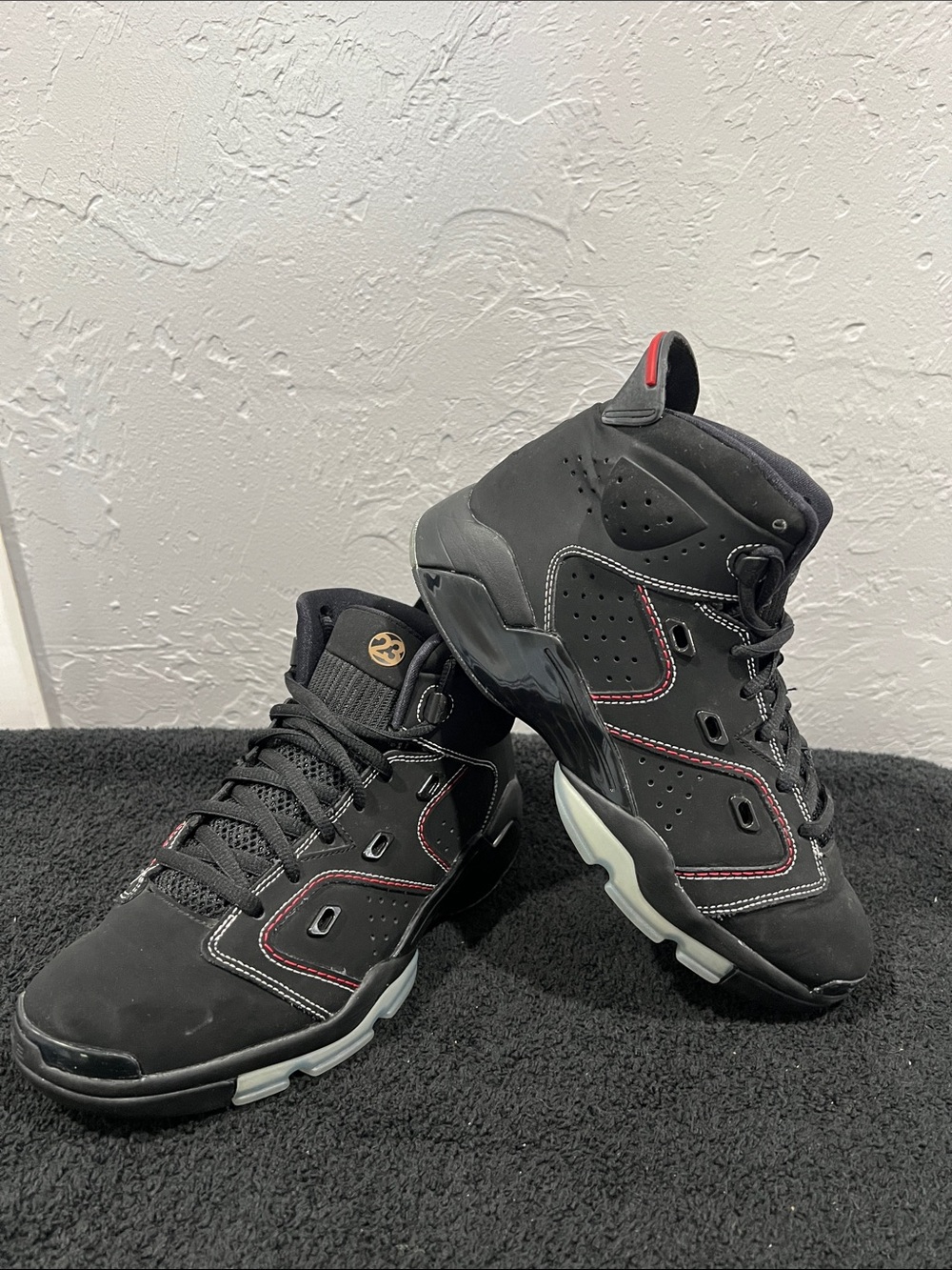 🔥🏀 NIKE AIR JORDAN 6-17-23 GS Black / Red Basketball Shoes Big Kids Sz 6.5Y
